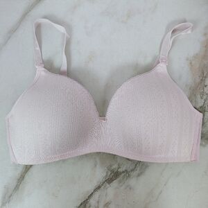 Carrie Amber Baby Pink Ribbed Wireless Nursing Bra, 38C